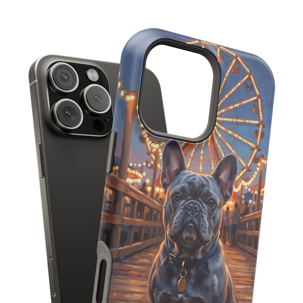Personalized French Bulldog Pier Lights Phone Case — Wireless Charging Cover
