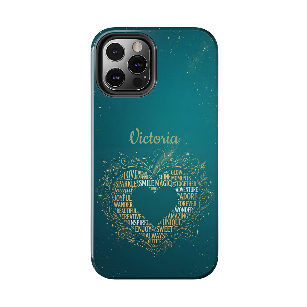 Personalized Teacher Phone Case — Custom Name Heart Word Art Design