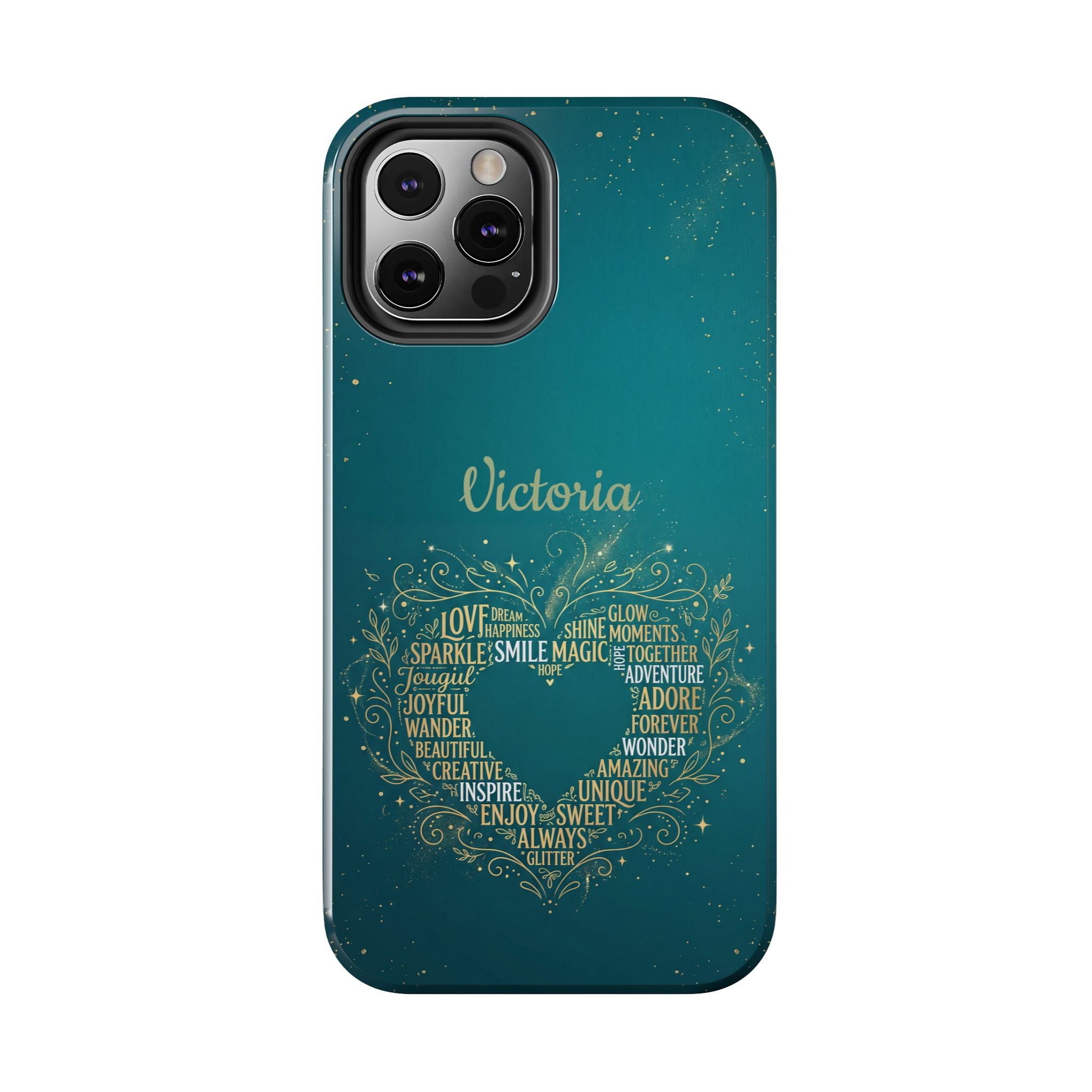 Personalized Teacher Phone Case — Custom Name Heart Word Art Design