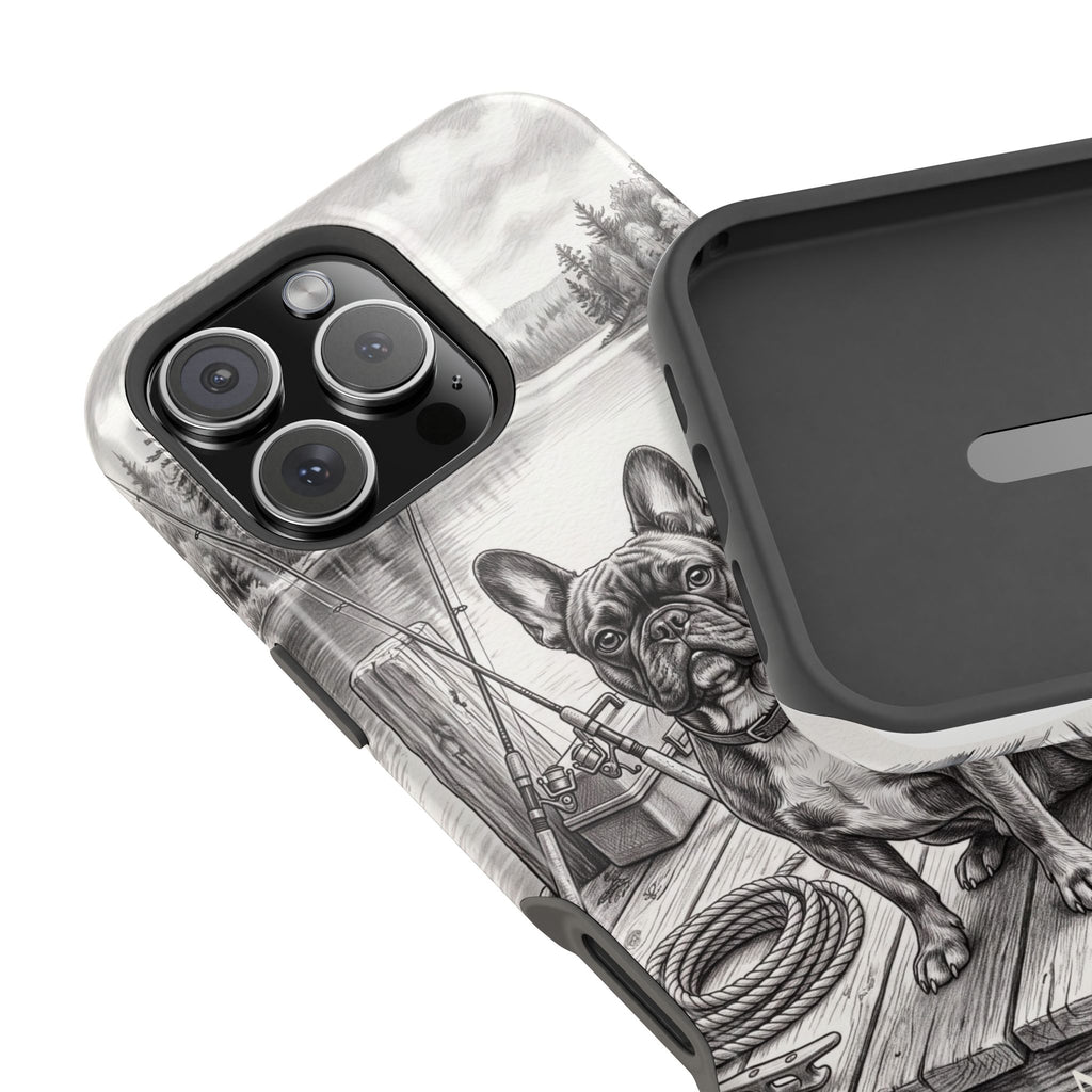 Personalized French Bulldog Lakeside Dock Phone Case — Wireless Charging Cover