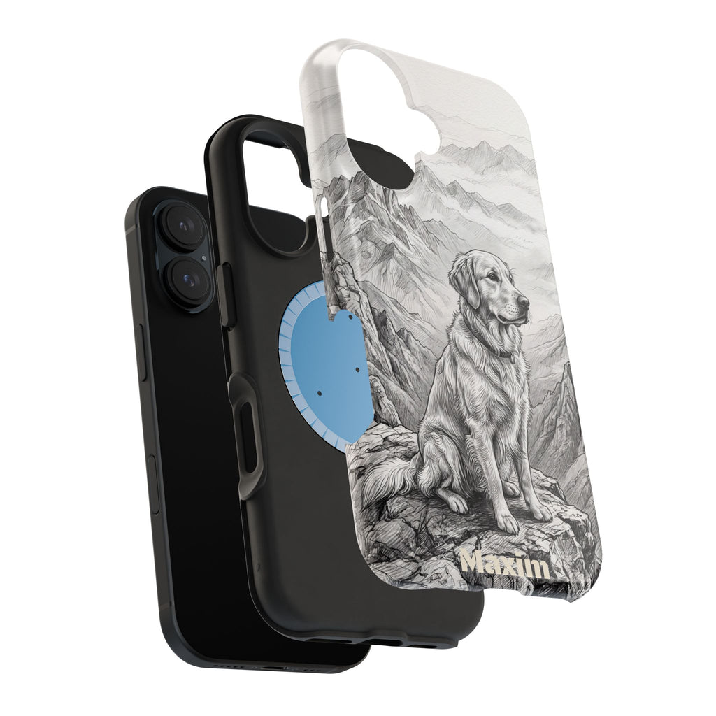 Personalized Golden Retriever Mountain Peak Phone Case — Wireless Charging Cover