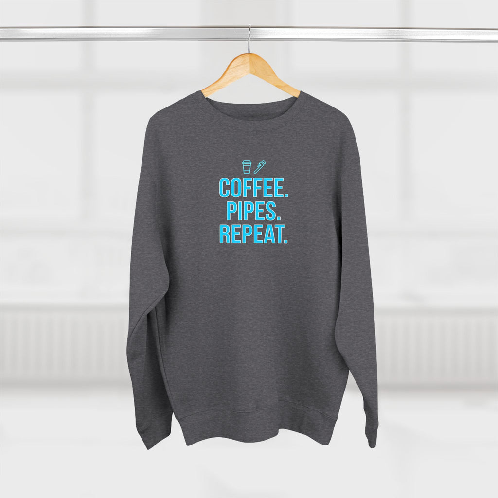 Coffee Pipes Repeat Plumber Sweatshirt | Funny Plumber Gift Crewneck