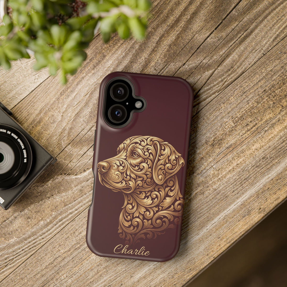 Personalized Gold Filigree Labrador Phone Case — Tough Magnetic Case with Wireless Charging