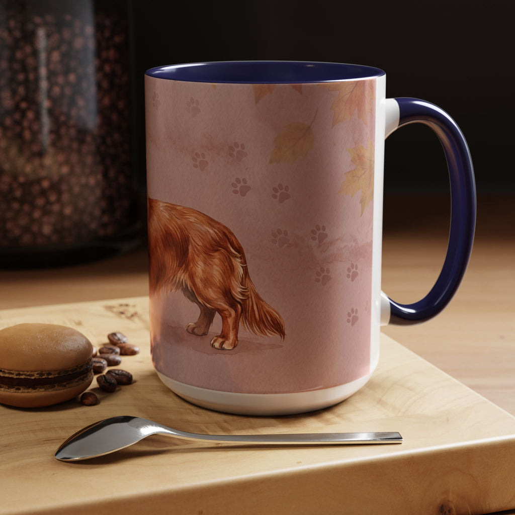 Dachshund Lover Mug | Long-Haired Wiener Dog with Plaid Bandana, Dusty Rose Watercolor Dog Gift