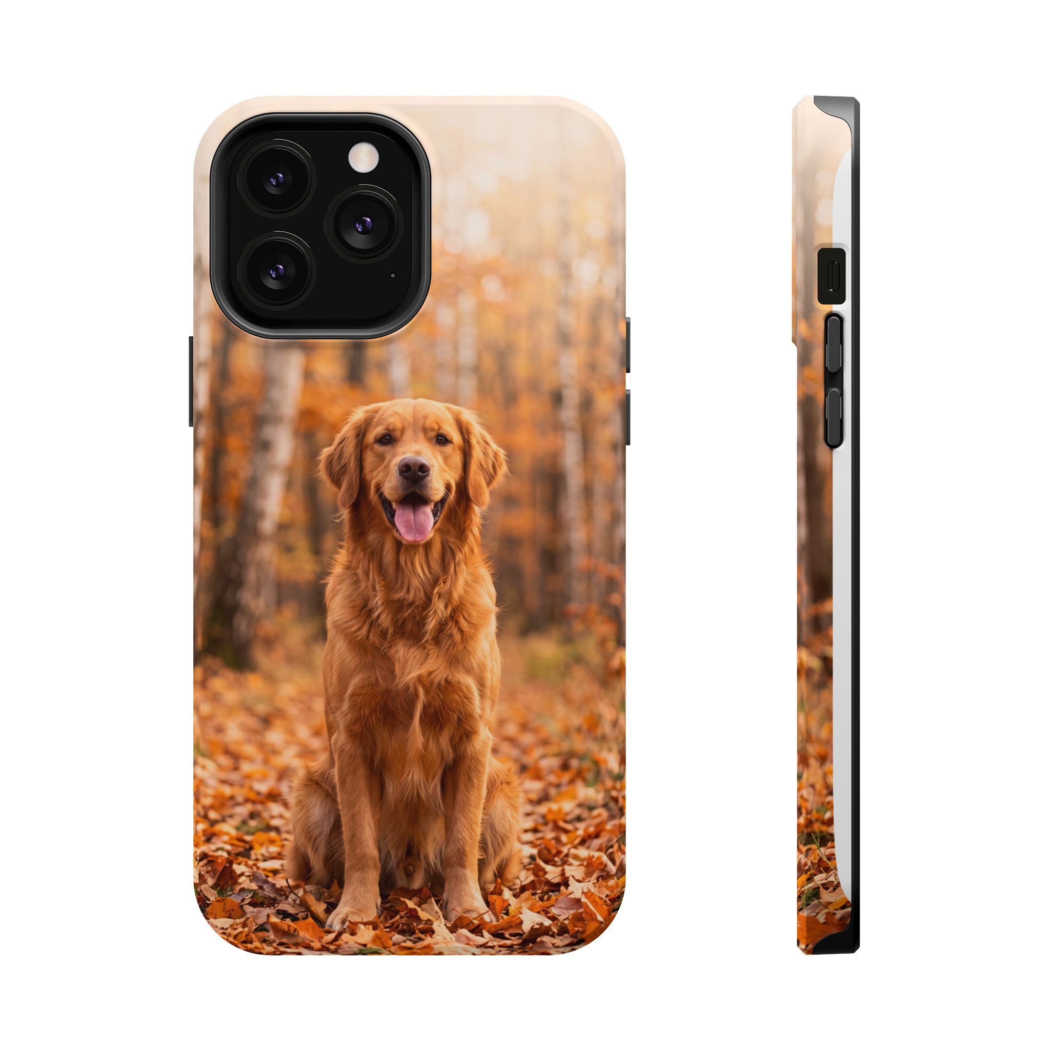 Autumn Golden Retriever Phone Case — Impact-Resistant Wireless Charging Cover