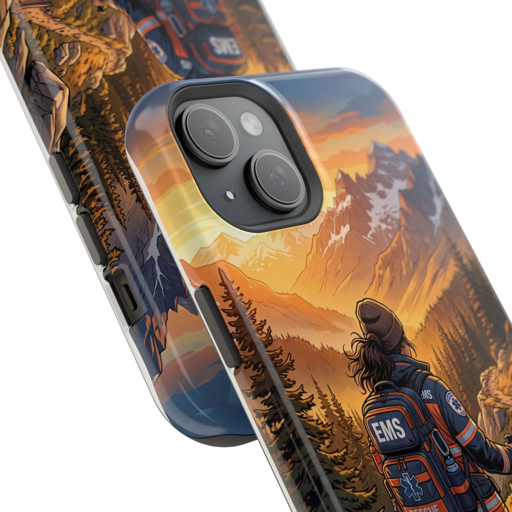 Paramedic/EMT Mountain Phone Case — Magnetic Wireless Charging Cover