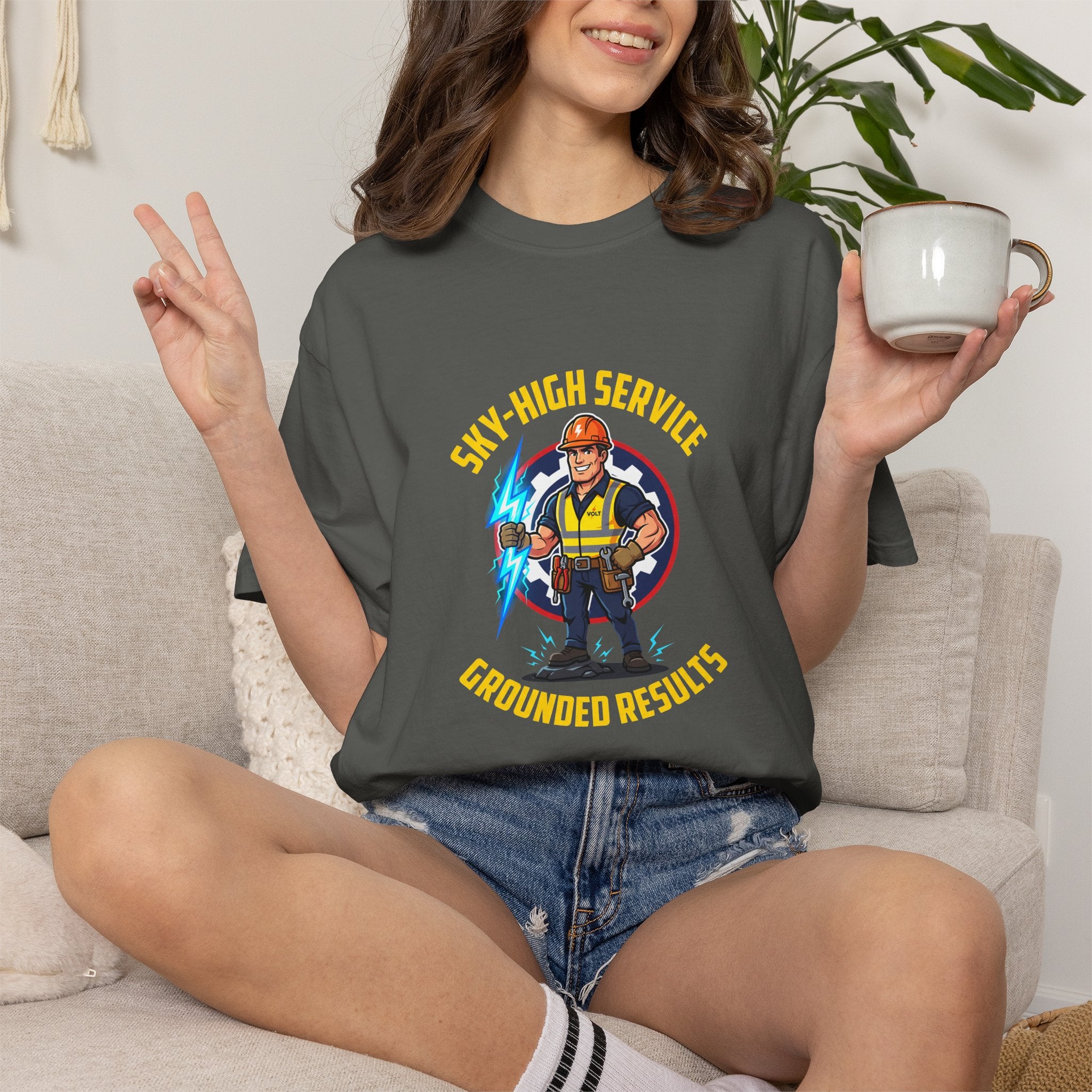 Sky-High Service Grounded Results Electrician T-Shirt