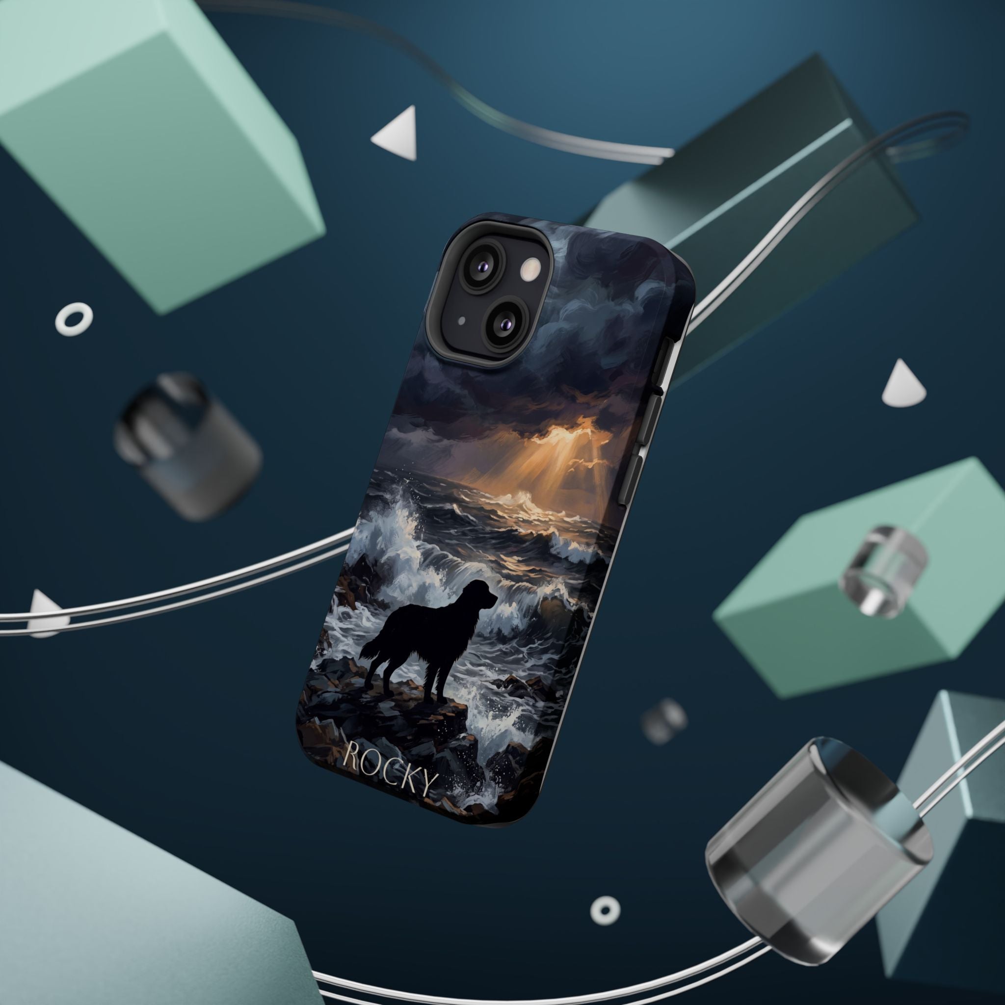 Personalized Golden Retriever Stormy Sea Phone Case — Wireless Charging Cover