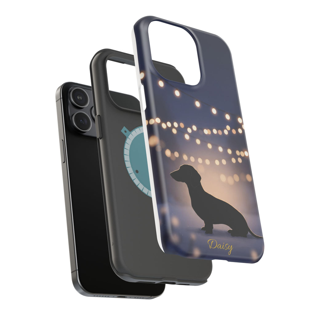 Personalized Dachshund Fairy Lights Phone Case — Wireless Charging Cover