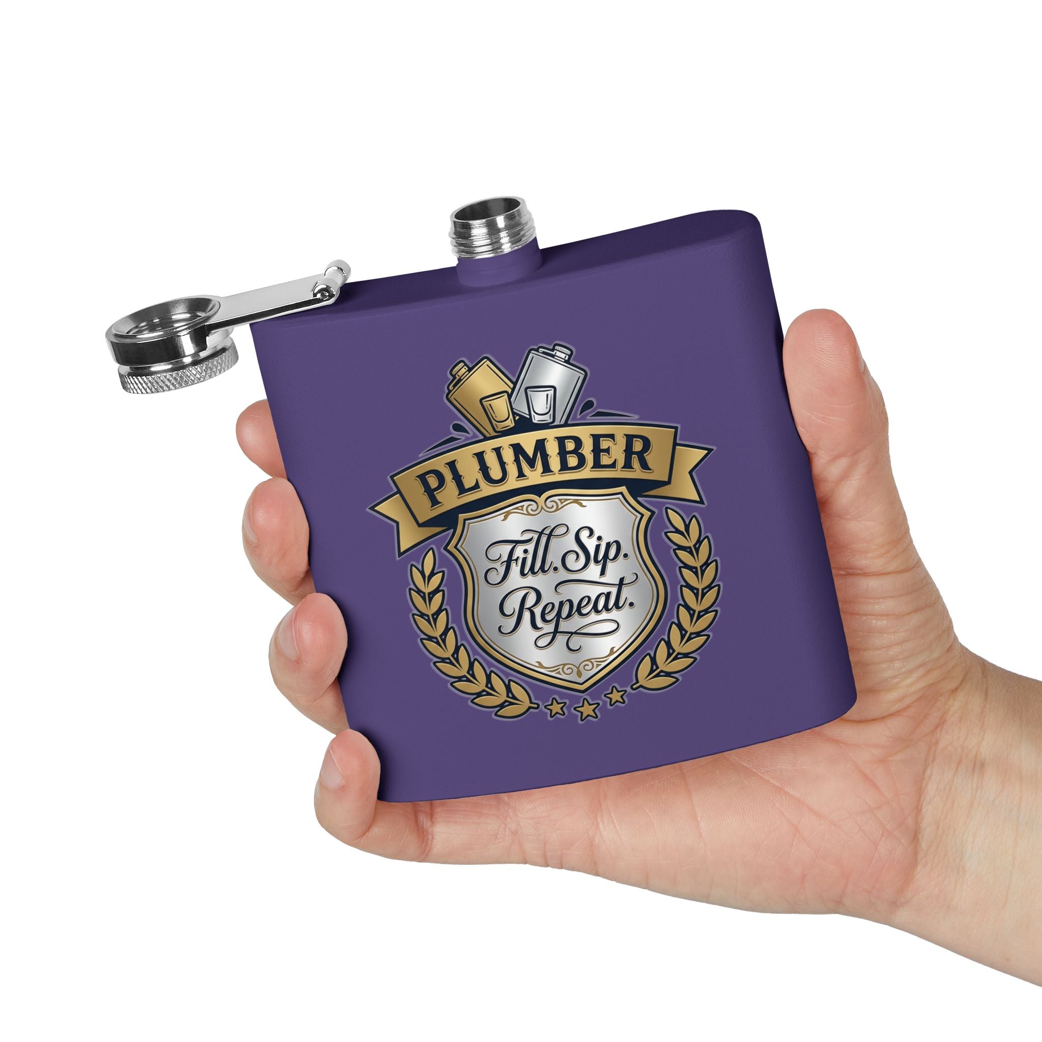 Flask — "Fill. Sip. Repeat." 6oz Stainless Steel Hip Flask