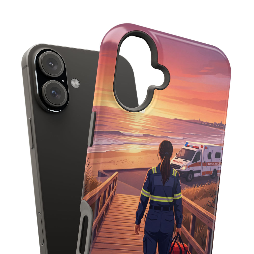 Sunset Boardwalk Personalized Paramedic Phone Case — Wireless Charging Cover