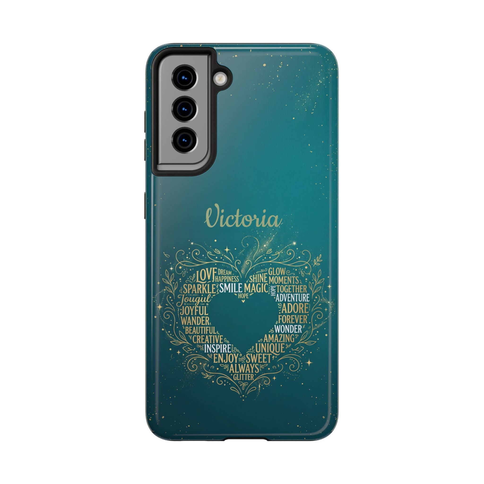 Personalized Teacher Phone Case — Custom Name Heart Word Art Design