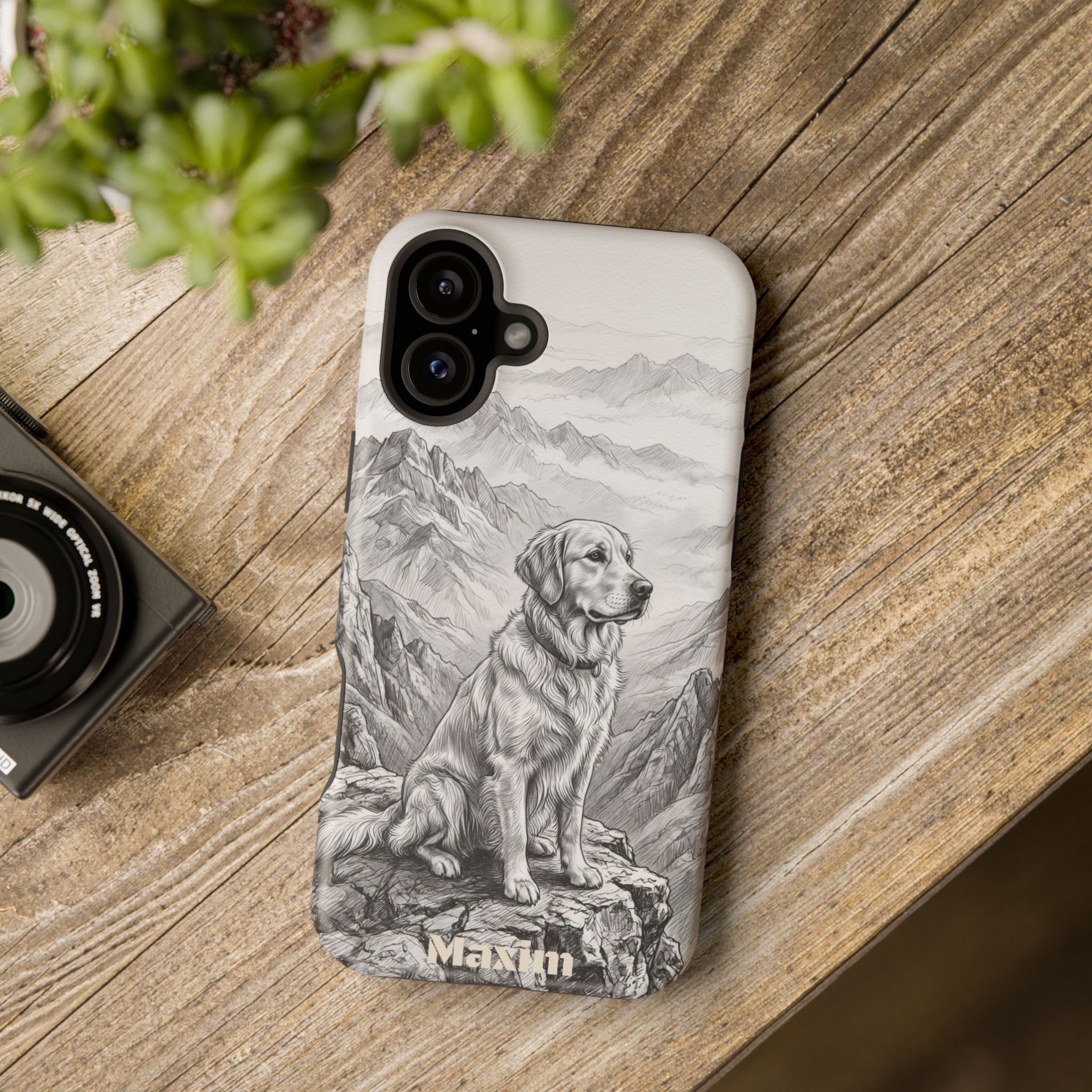 Personalized Golden Retriever Mountain Peak Phone Case — Wireless Charging Cover