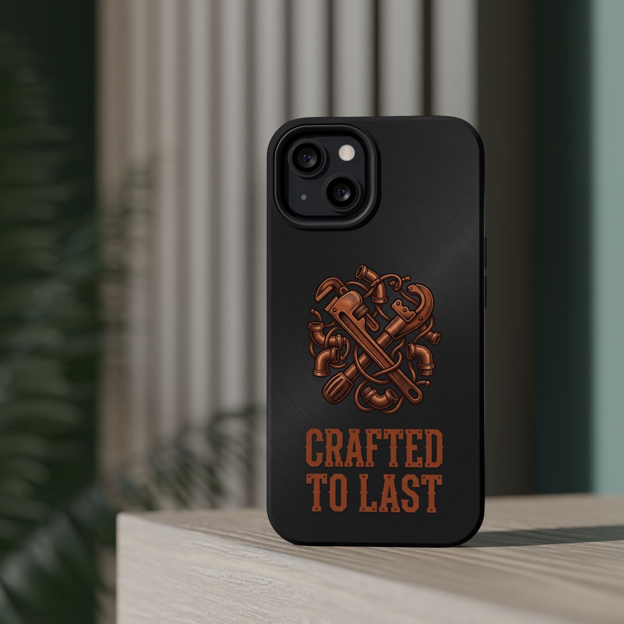 Crafted to Last Phone Case — Crossed Wrenches Wireless Charging Cover