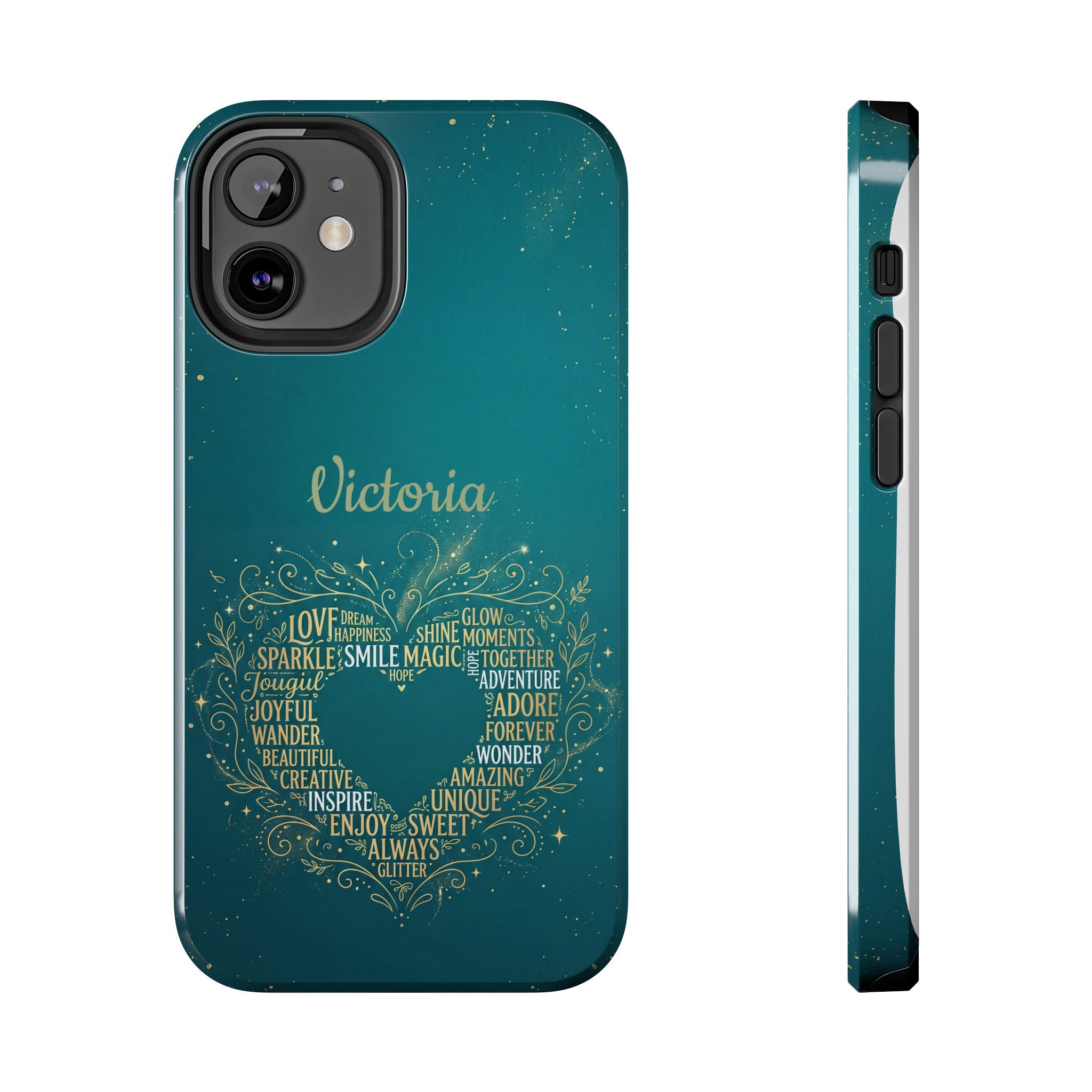 Personalized Teacher Phone Case — Custom Name Heart Word Art Design