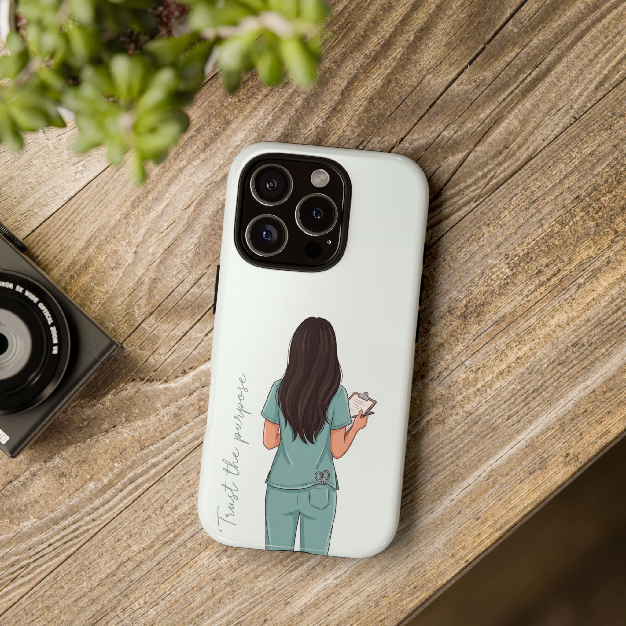 "Trust the Purpose" Nurse Phone Case | Illustrated Nurse in Scrubs Design | iPhone & Samsung