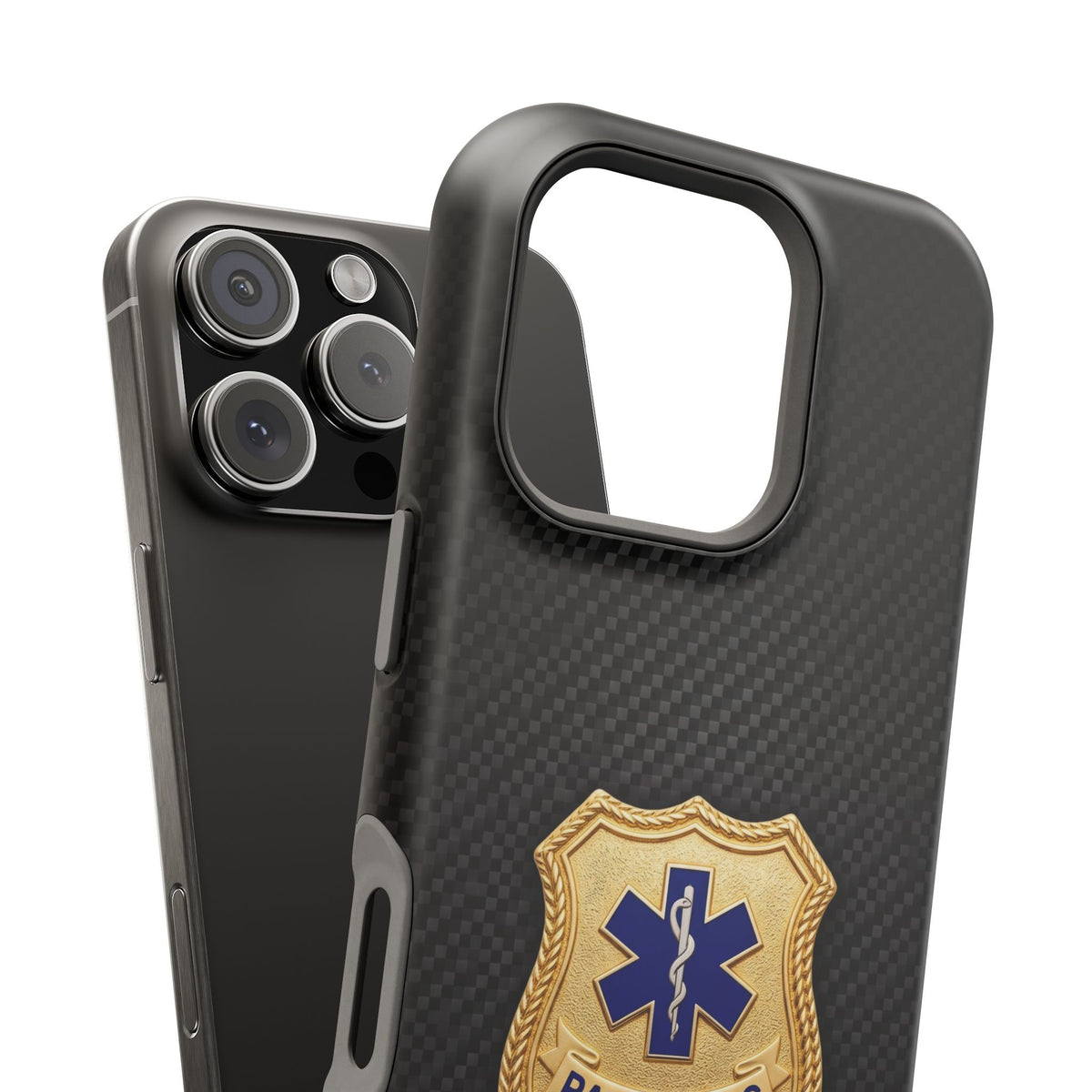 Gold Paramedic Badge Black Phone Case — Magnetic Wireless Charging Cover