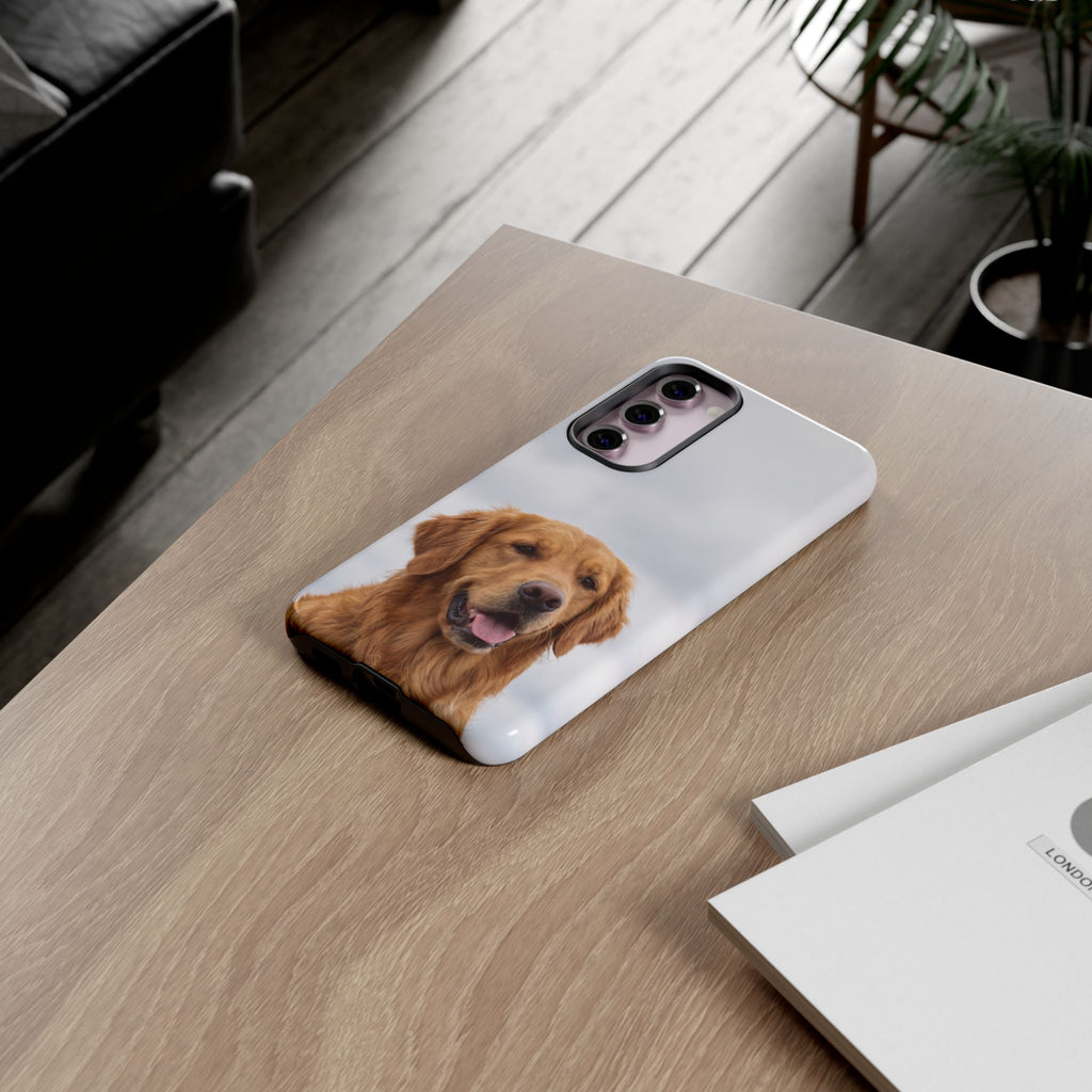 Golden Retriever Portrait Phone Case | Happy Dog Photo on Soft Sky Background | Samsung & iPhone