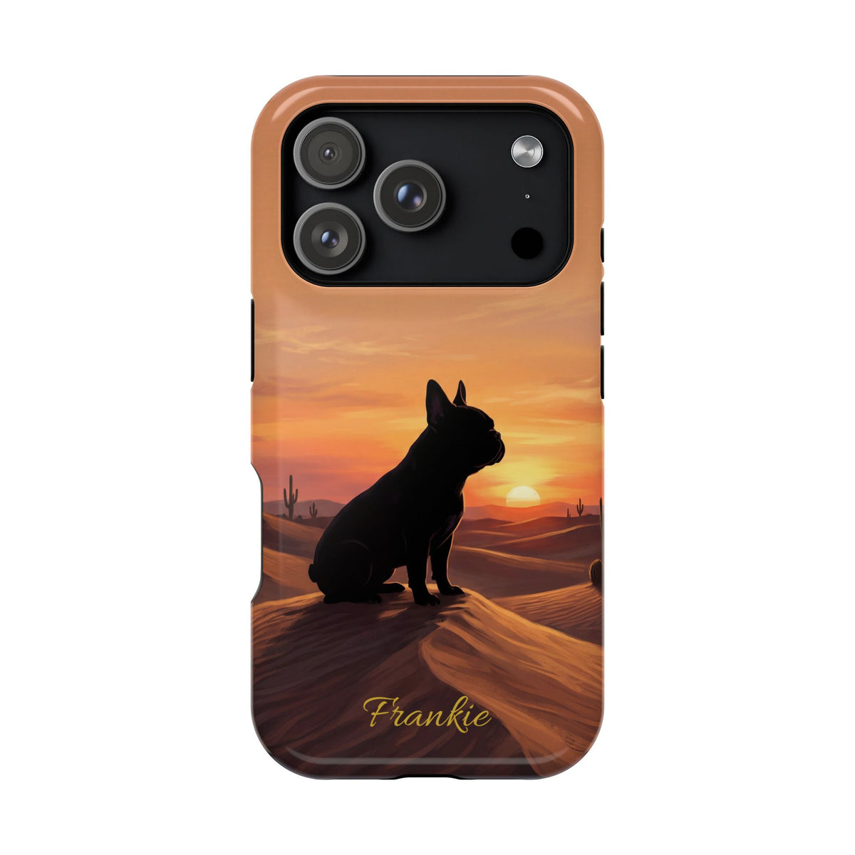 Personalized French Bulldog Desert Sunset Phone Case — Wireless Charging Cover