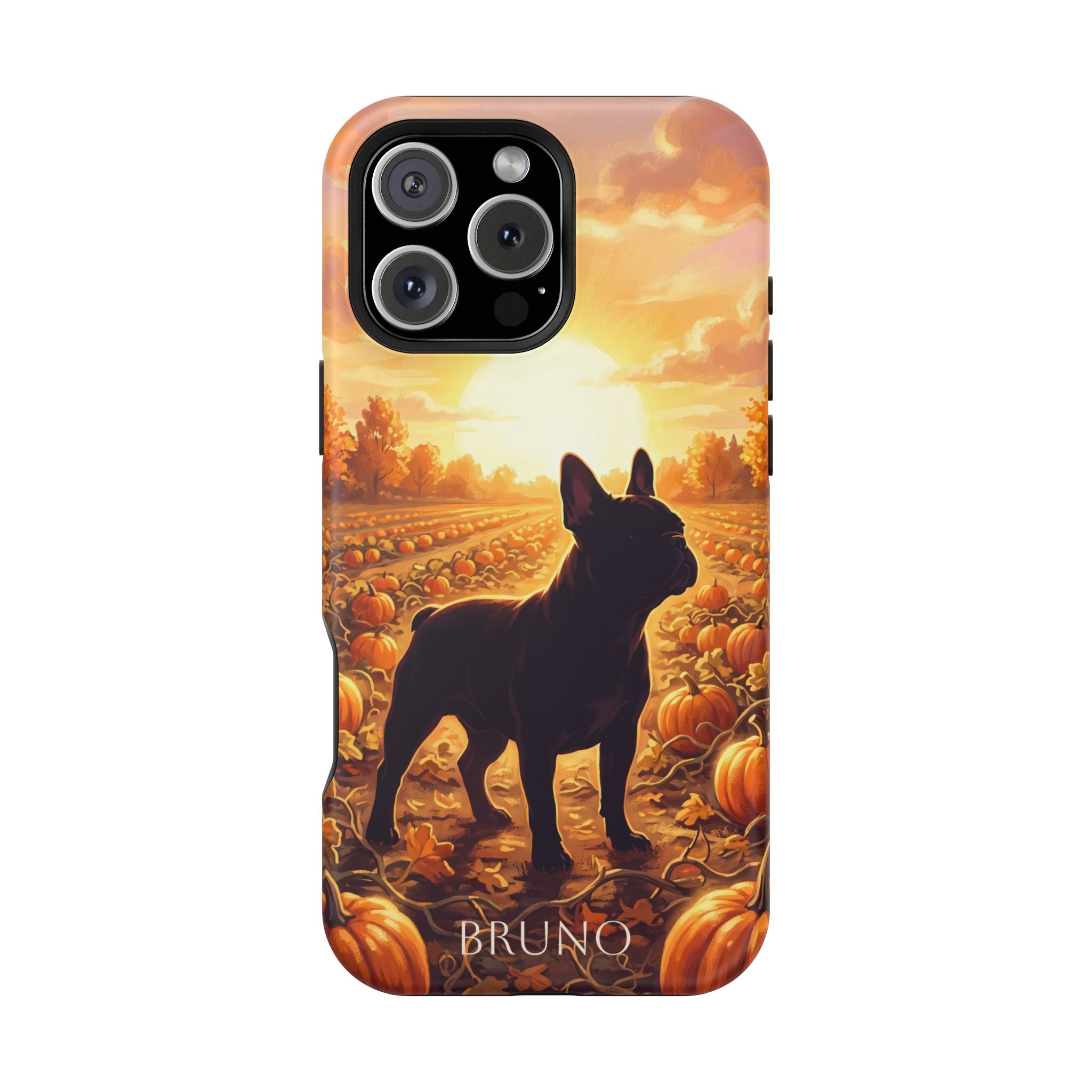 Personalized French Bulldog Pumpkin Patch Phone Case — Wireless Charging Cover