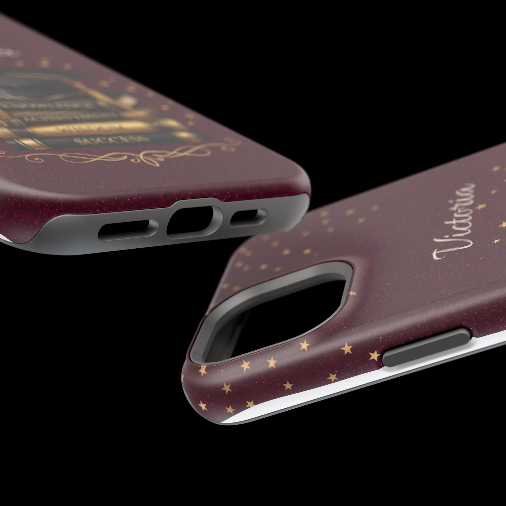 Graduation Cap & Books Personalized Teacher Phone Case — Wireless Charging Cover