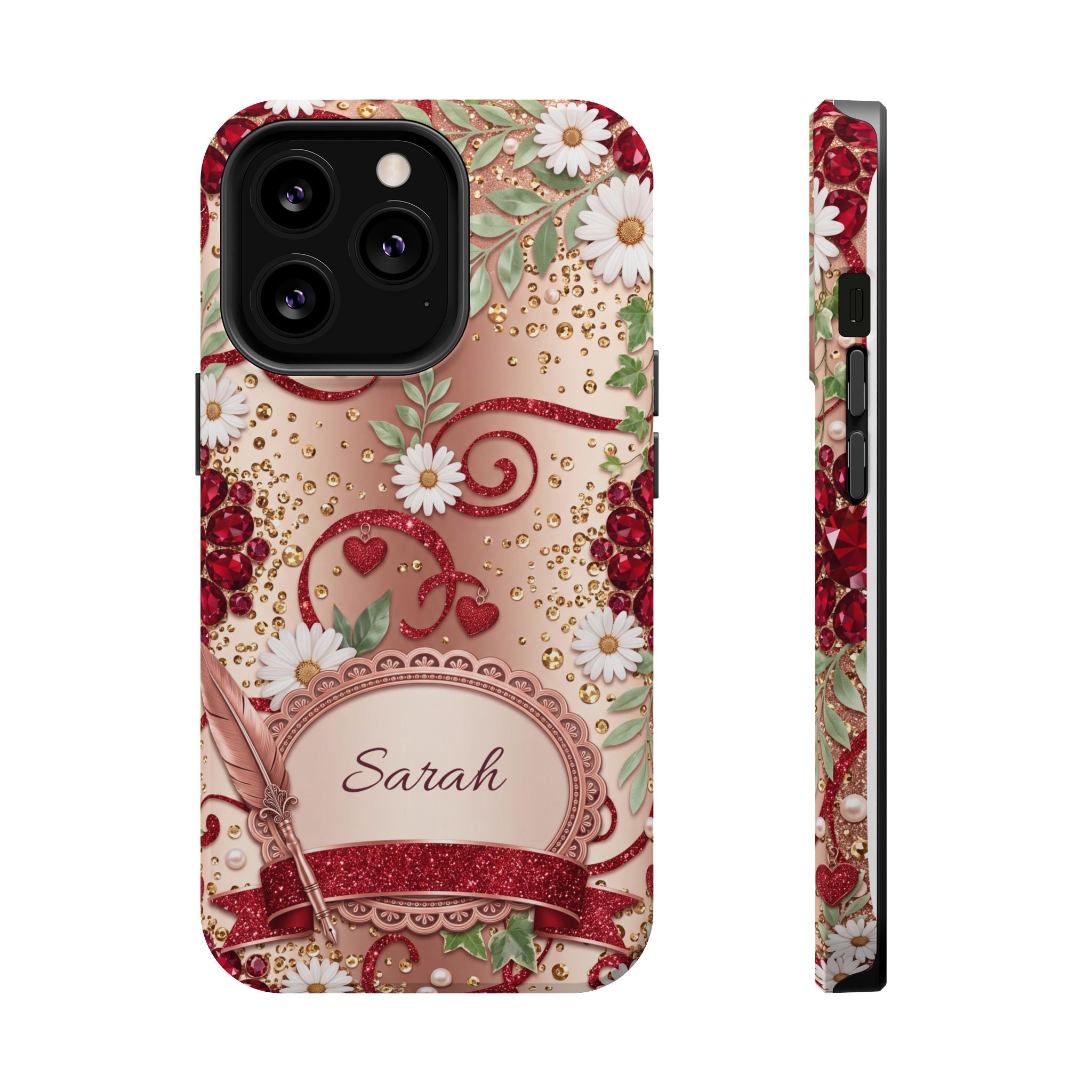 Personalized Vintage Floral Teacher Phone Case — Wireless Charging Cover