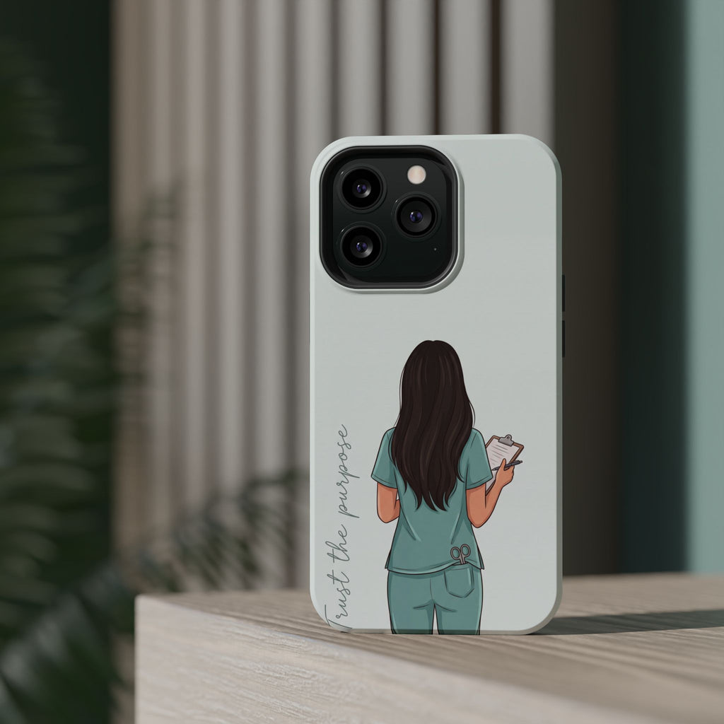Nurse Illustration Phone Case — Impact-Resistant Wireless Charging Cover