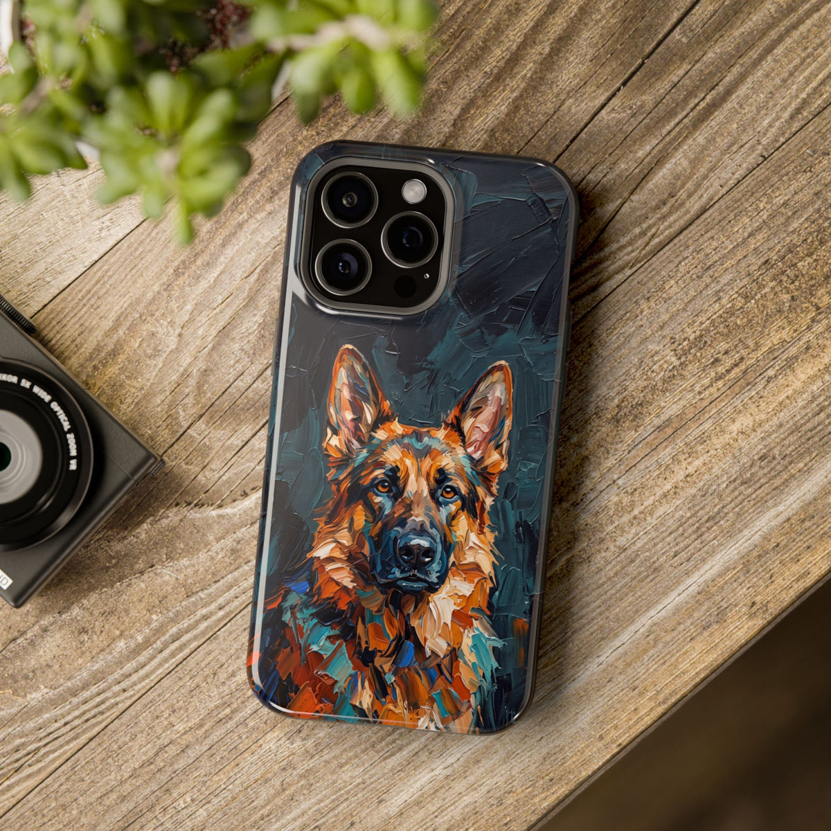 German Shepherd Phone Case | Palette Knife Painting Art — Tough Magnetic Case with Wireless Charging