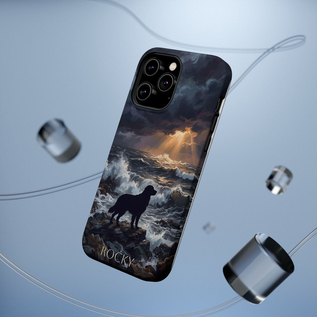 Personalized Golden Retriever Stormy Sea Phone Case — Wireless Charging Cover