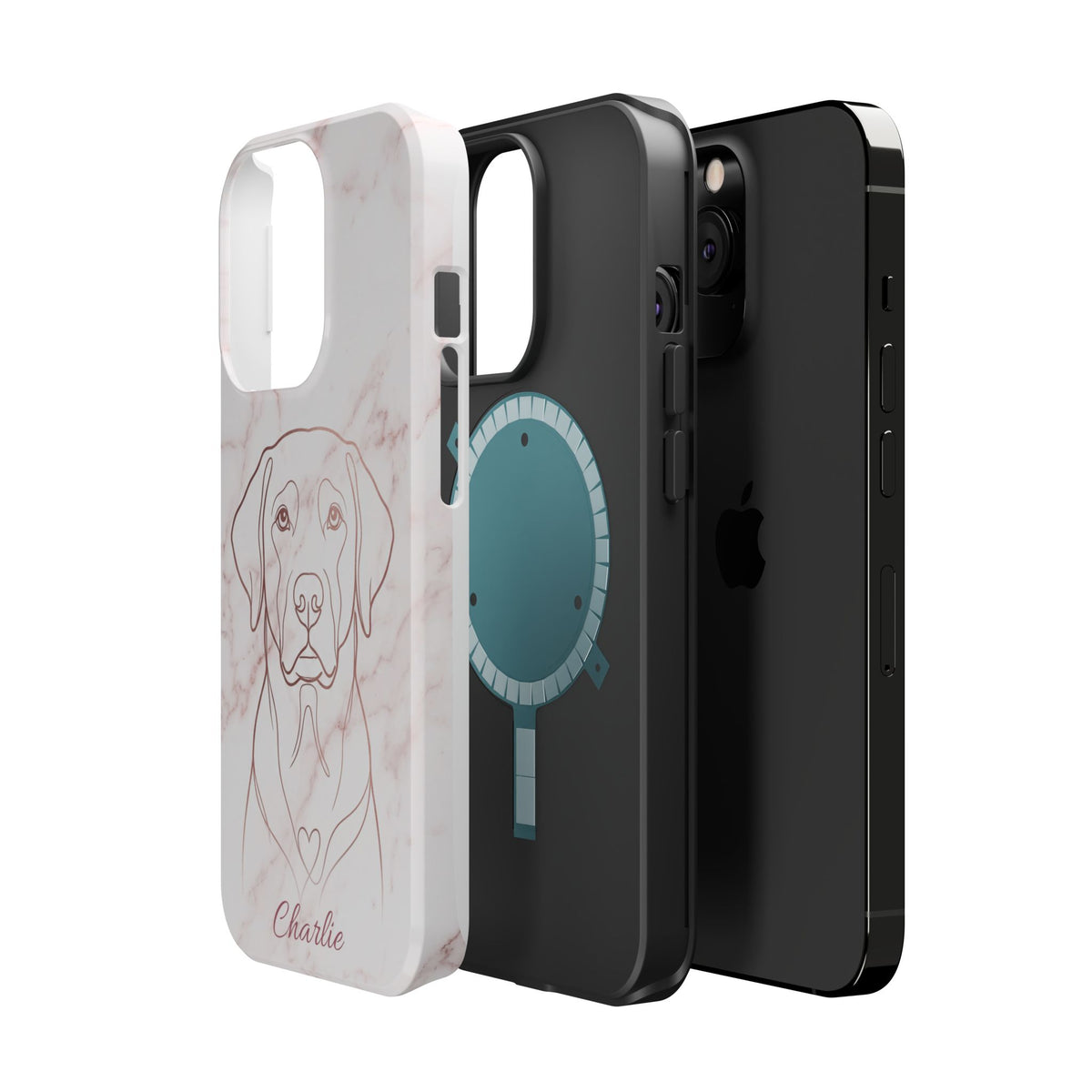 Personalized Rose Gold Marble Labrador Phone Case — Tough Magnetic Case with Wireless Charging