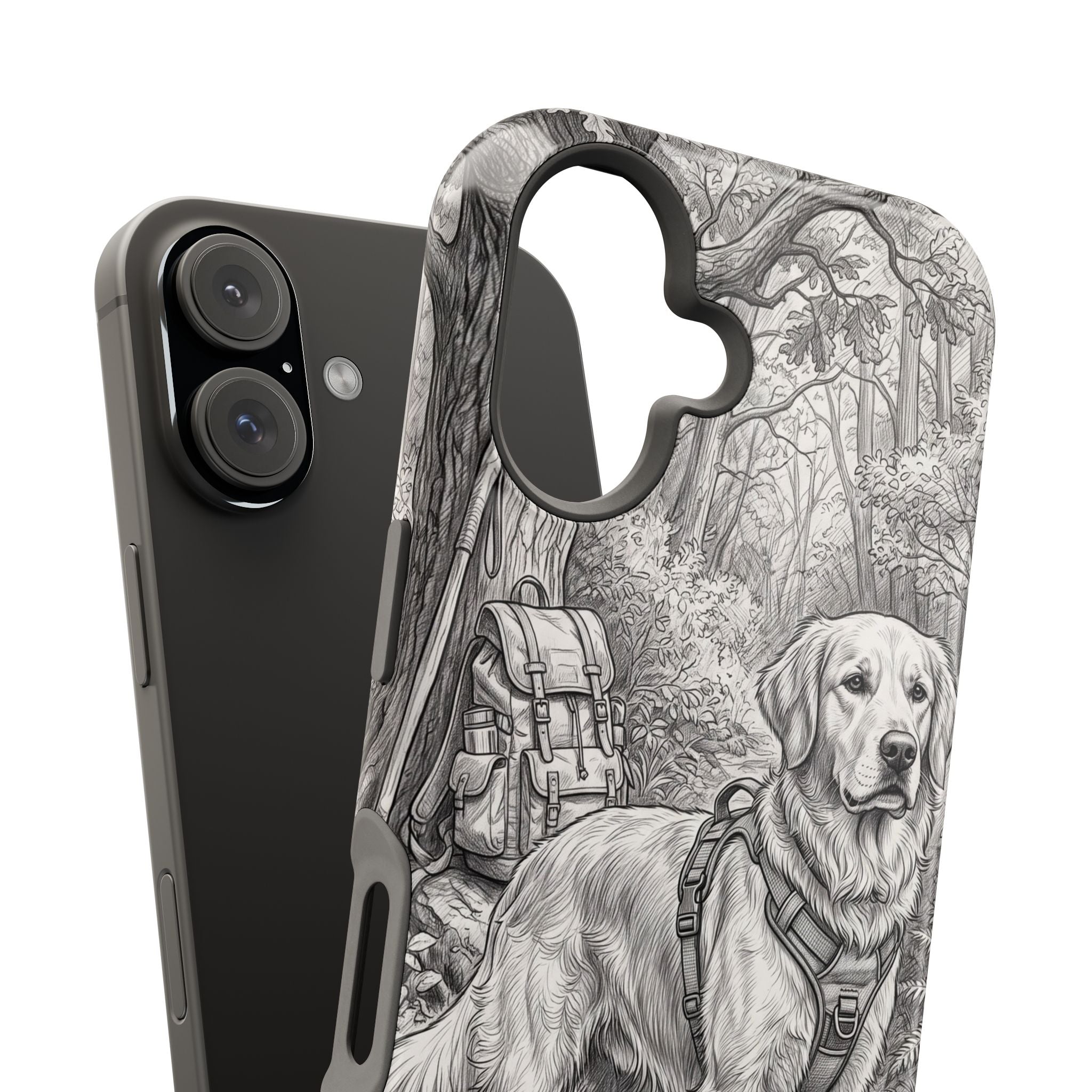 Personalized Golden Retriever Woodland Trail Phone Case — Wireless Charging Cover