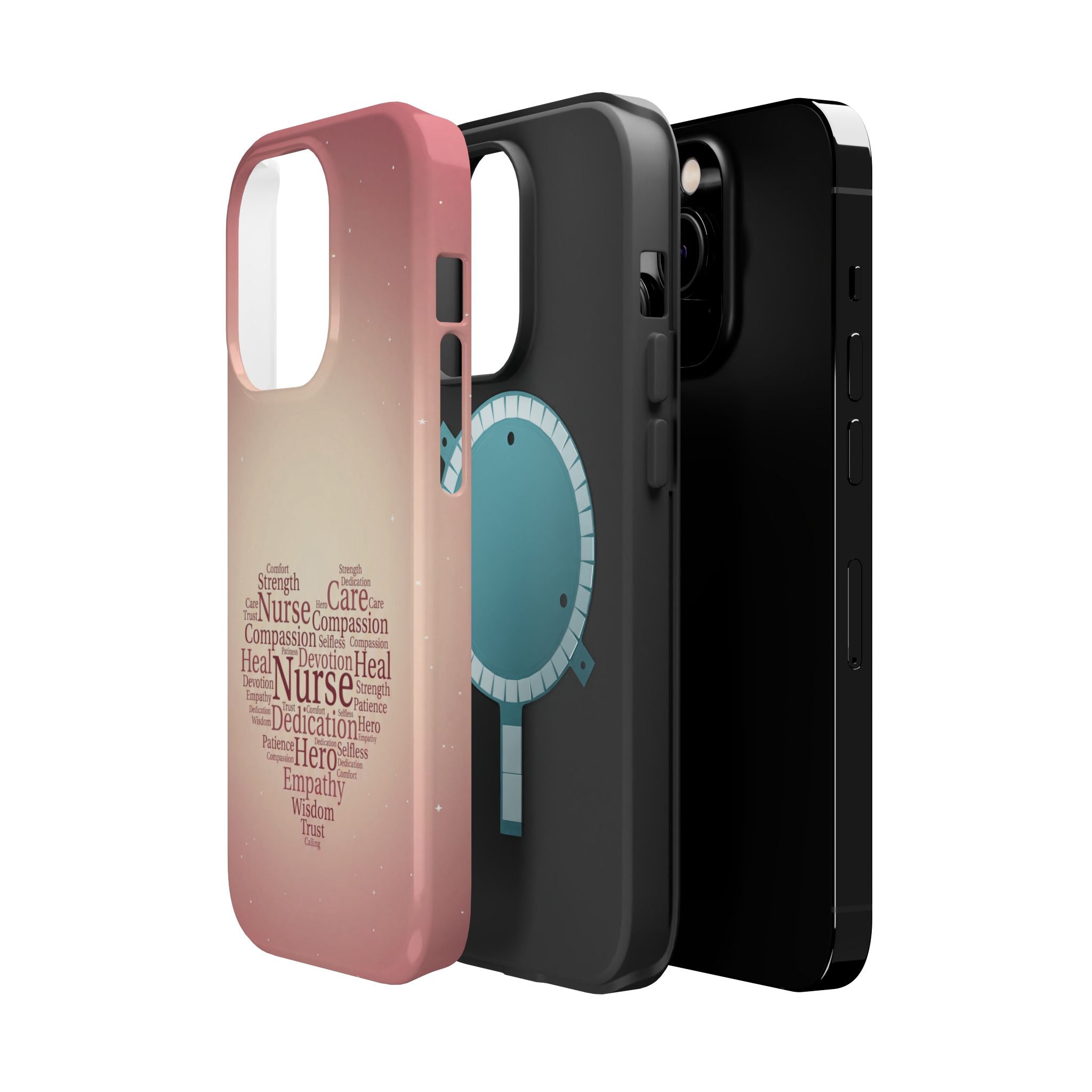 Nurse Heart Word Art Phone Case — Impact-Resistant Wireless Charging Cover