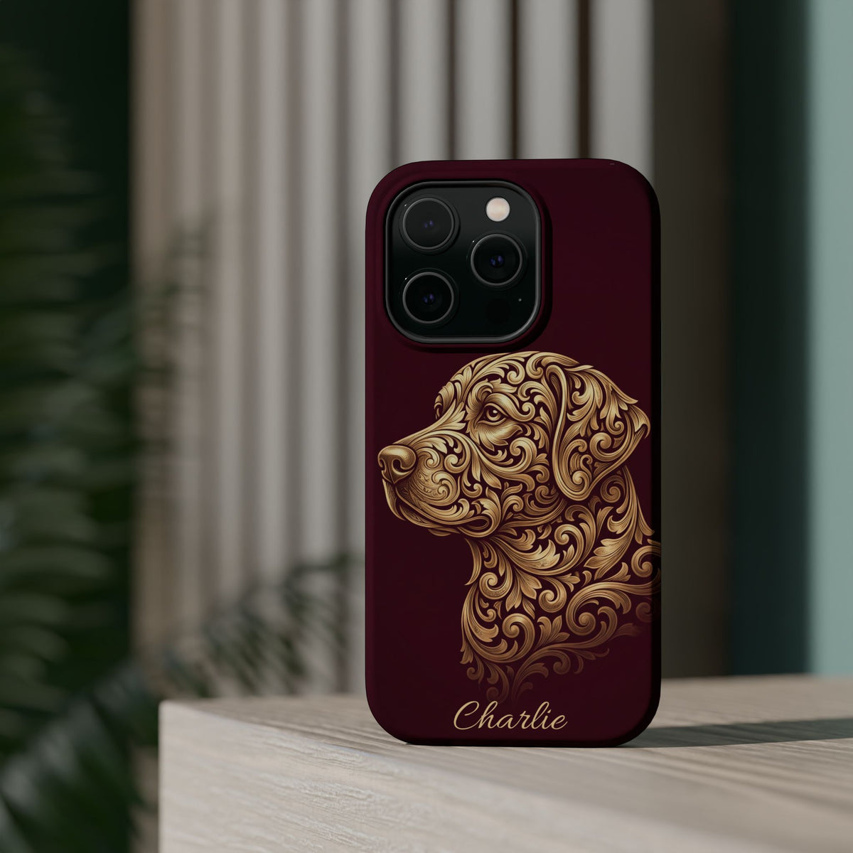 Personalized Gold Filigree Labrador Phone Case — Tough Magnetic Case with Wireless Charging