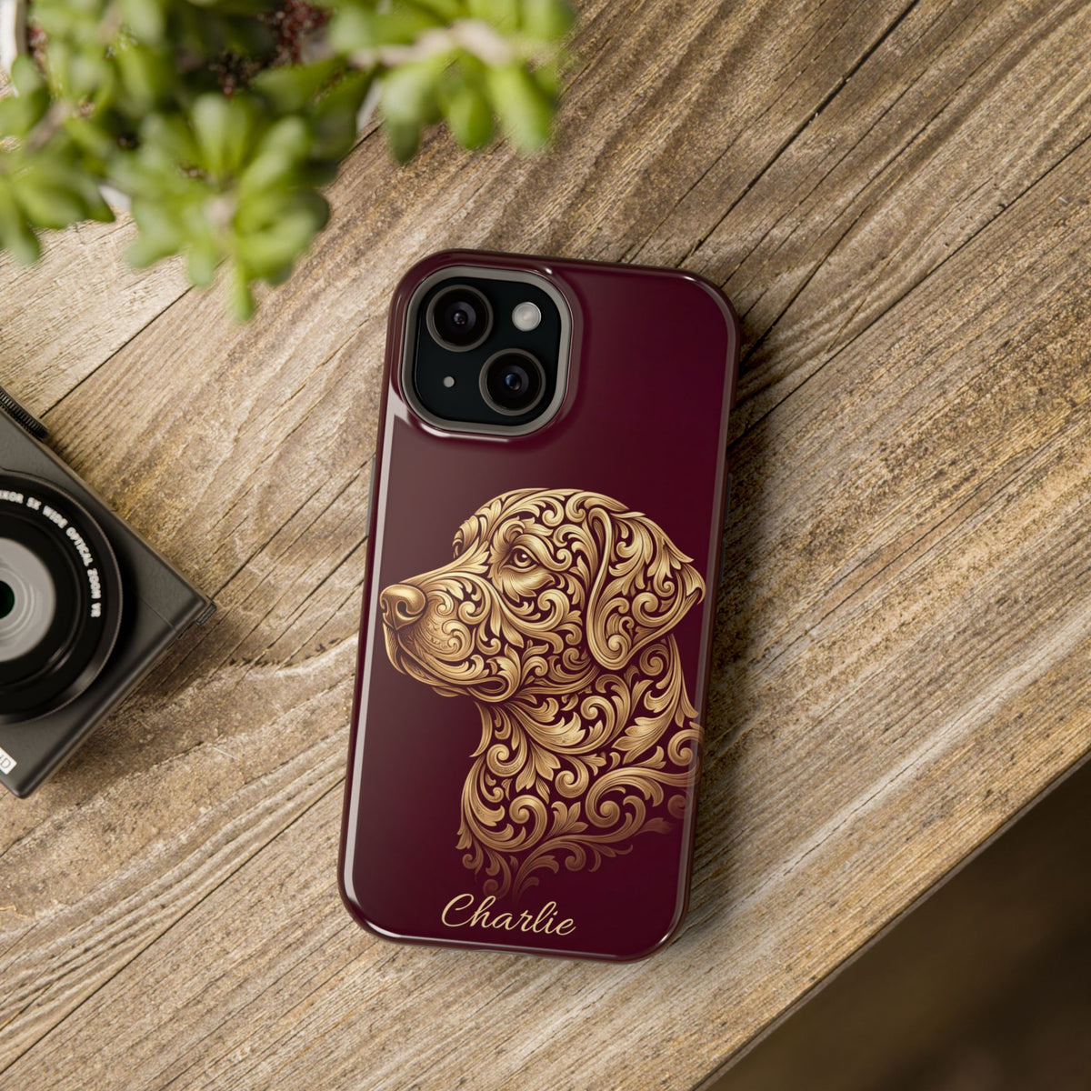 Personalized Gold Filigree Labrador Phone Case — Tough Magnetic Case with Wireless Charging