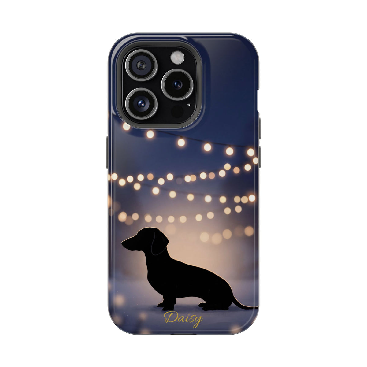 Personalized Dachshund Fairy Lights Phone Case — Wireless Charging Cover