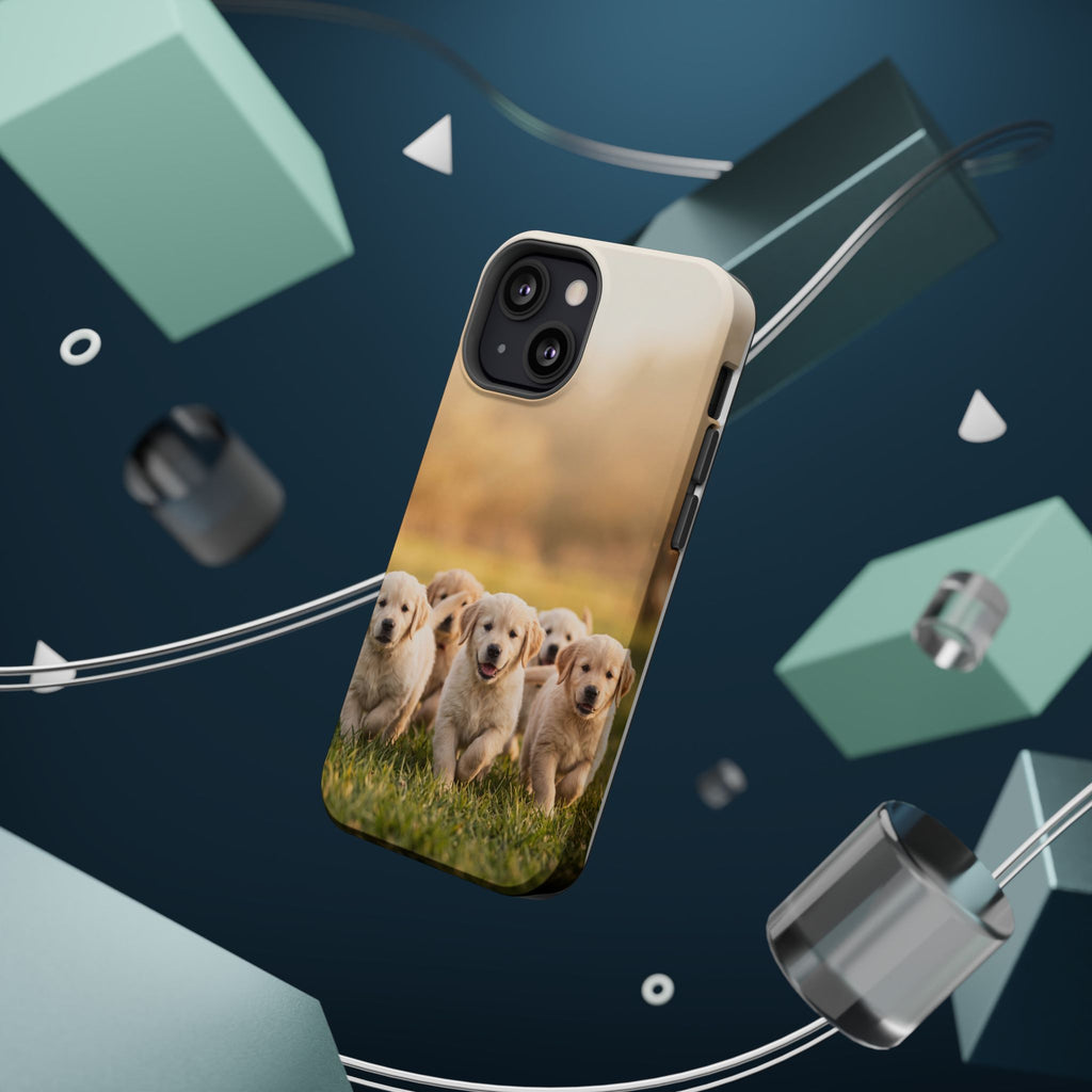 Golden Retriever Puppies Phone Case — Impact-Resistant Wireless Charging Cover