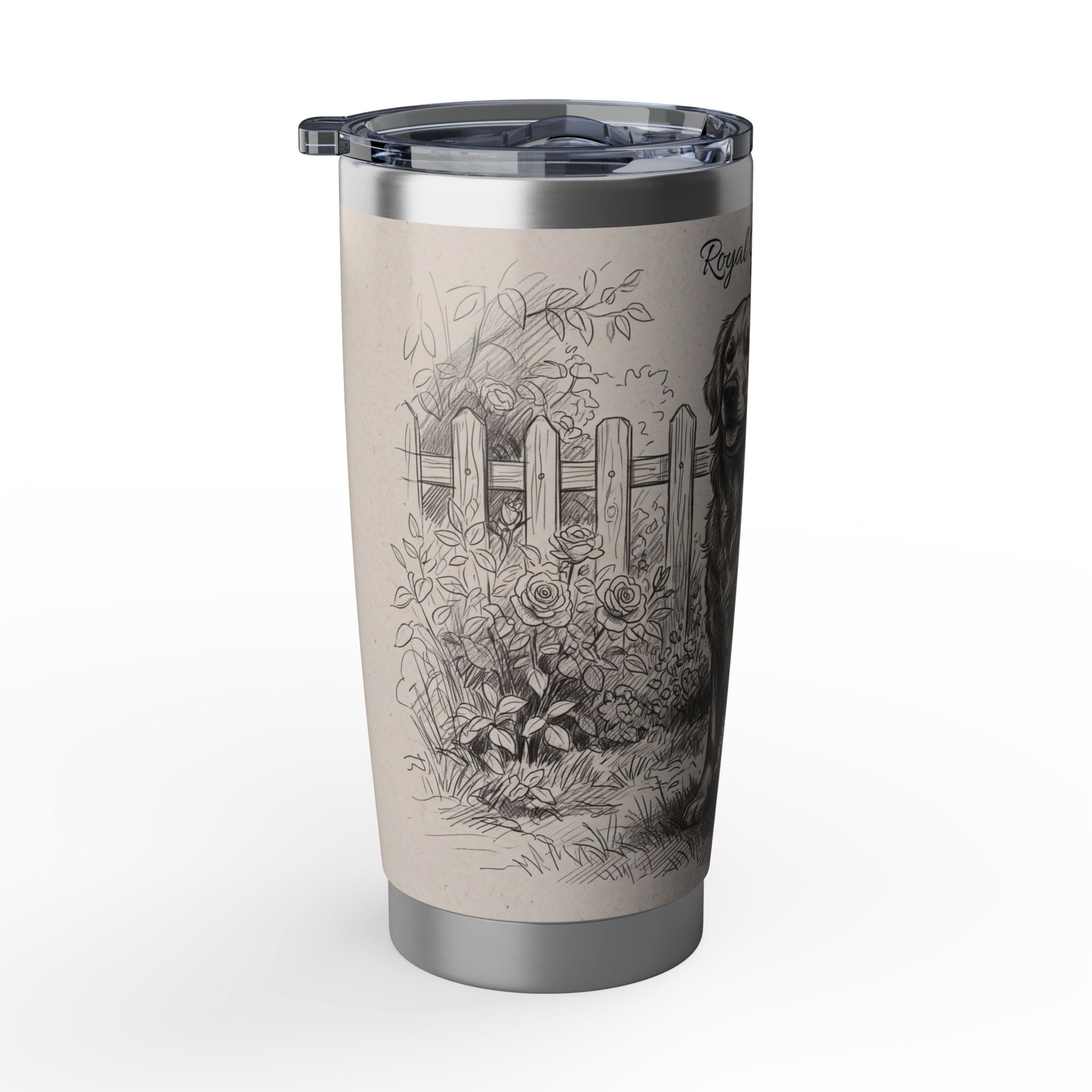 Golden Retriever Tumbler Personalized – 20 oz Stainless Steel Travel Mug with Custom Name, Royal Crown Design