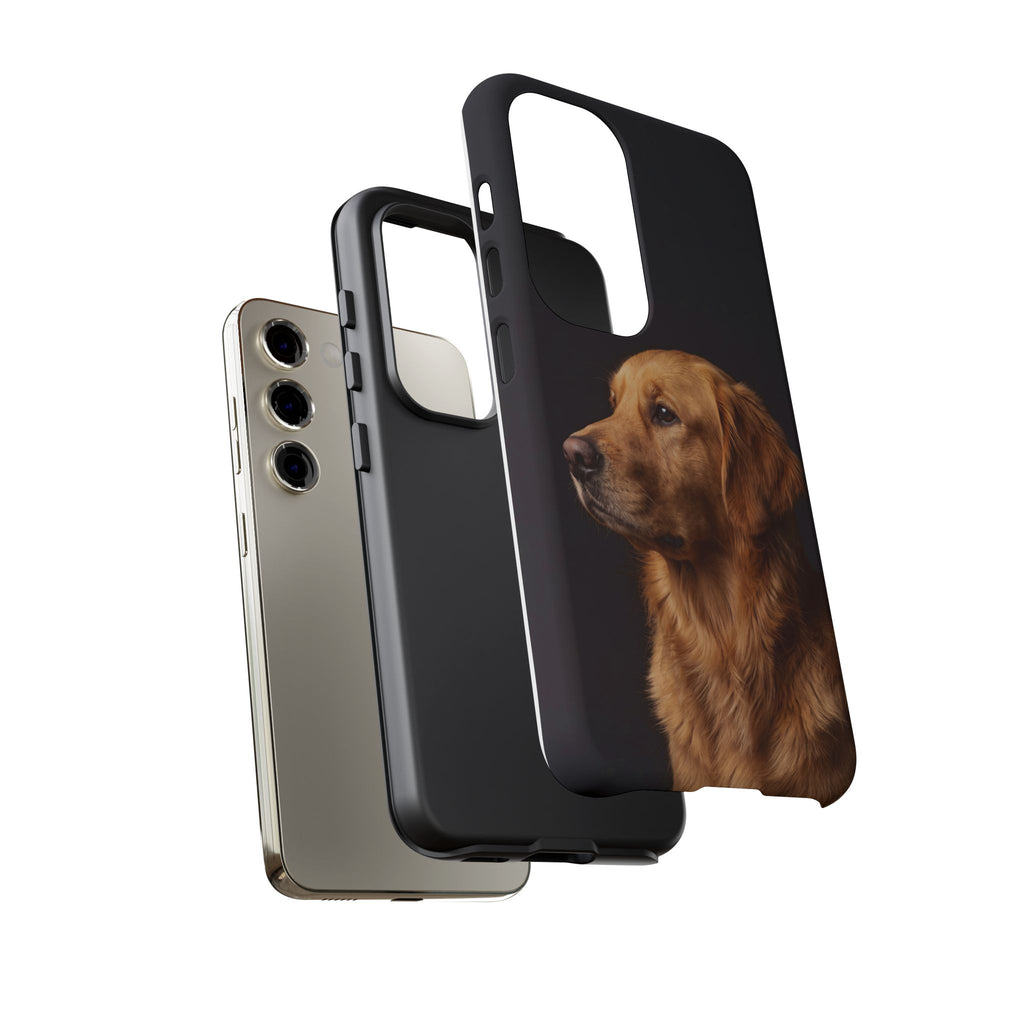 Golden Retriever Portrait Phone Case | Realistic Dog Photo on Black Background | iPhone & Samsung