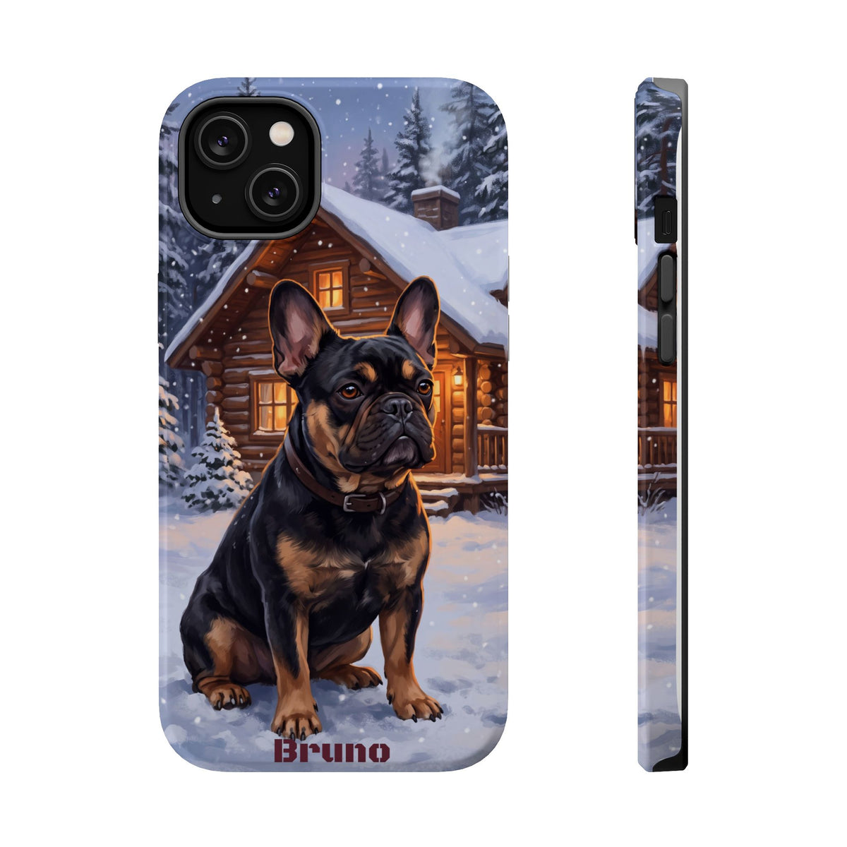 Personalized French Bulldog Cozy Cabin Phone Case — Wireless Charging Cover