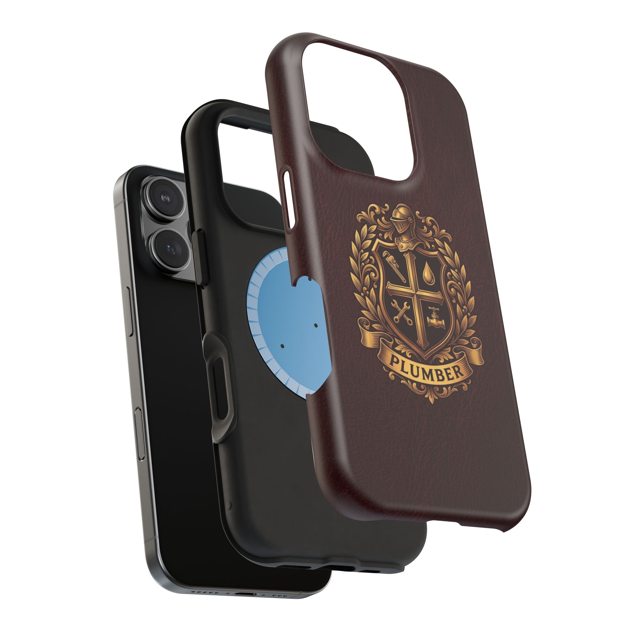 Plumber Crest Phone Case — Heraldic Shield Design Wireless Charging Cover