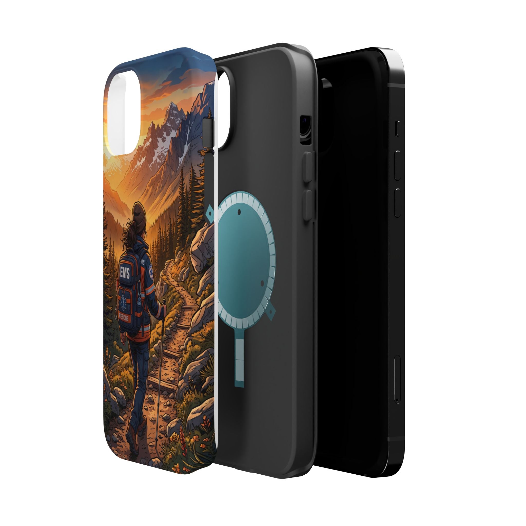 Paramedic/EMT Mountain Phone Case — Magnetic Wireless Charging Cover