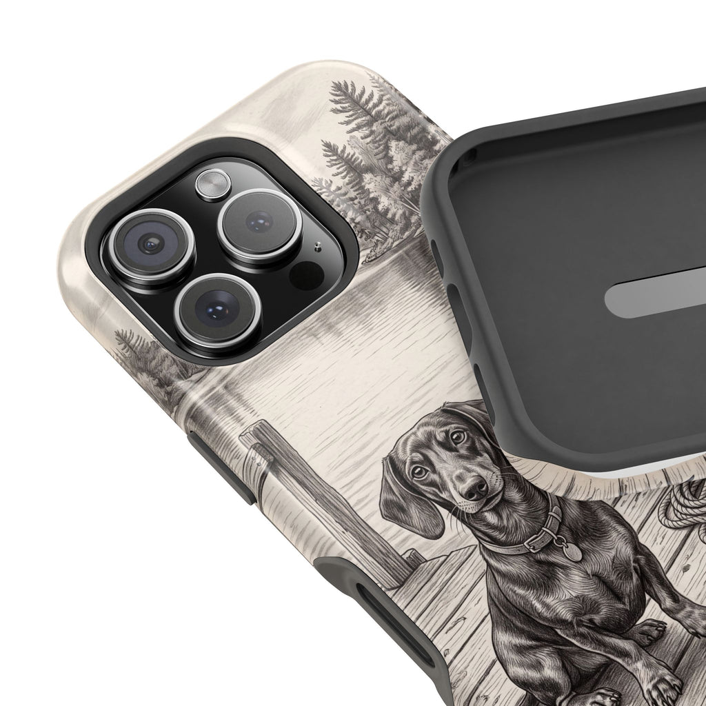 Personalized Dachshund Sunset Beach Phone Case — Wireless Charging Cover