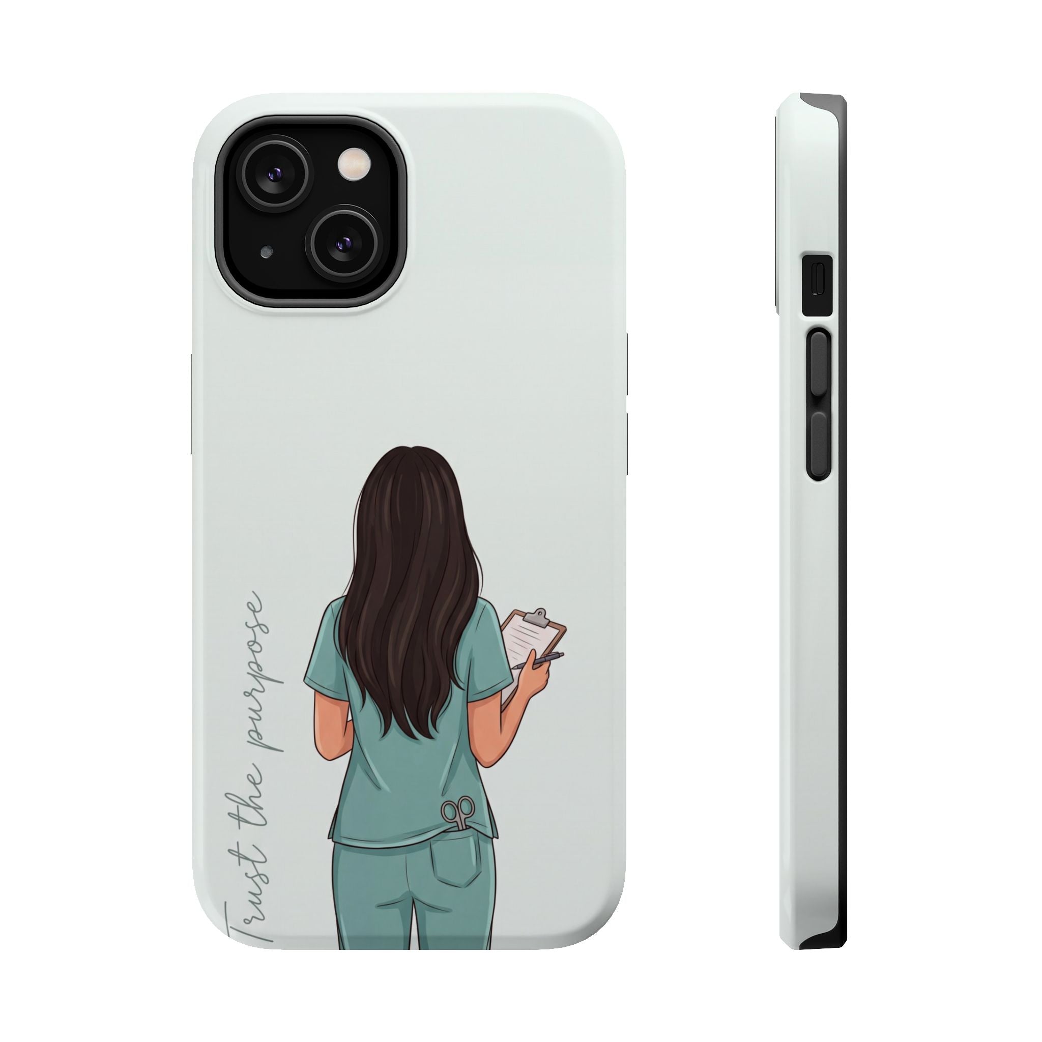 Nurse Illustration Phone Case — Impact-Resistant Wireless Charging Cover