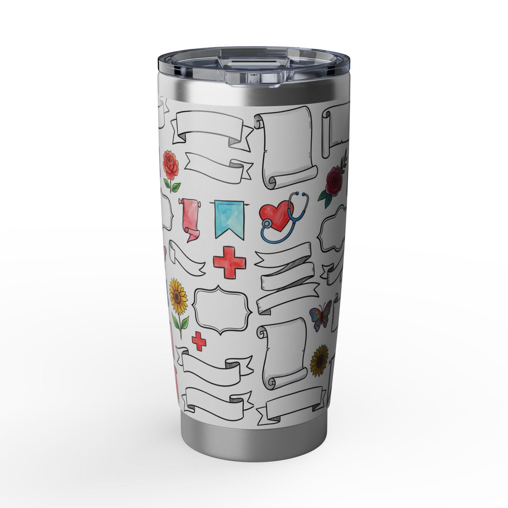 Personalized Nurse Tumbler – Custom Name Watercolor Floral Design 20 oz