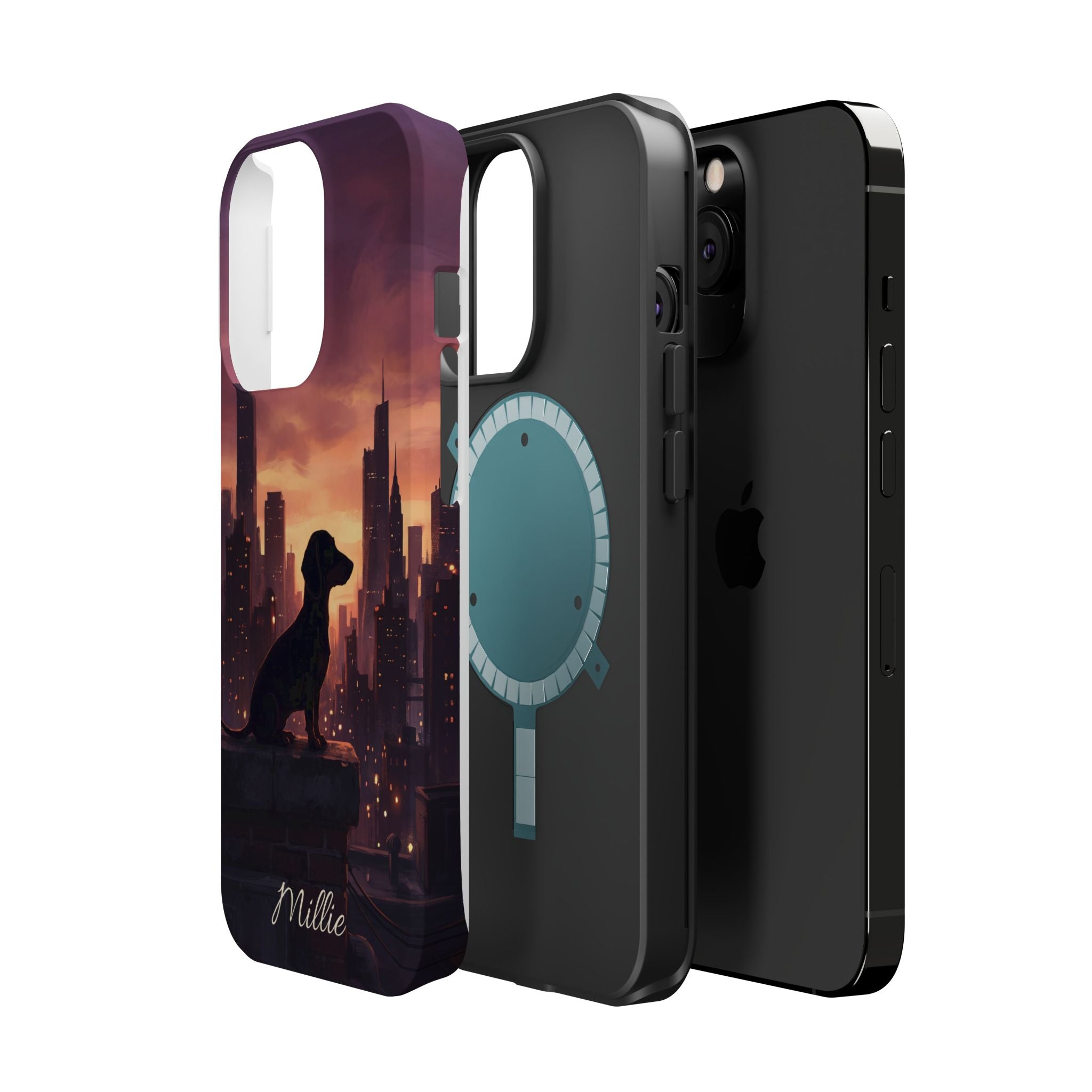 Personalized Dachshund City Skyline Phone Case — Wireless Charging Cover
