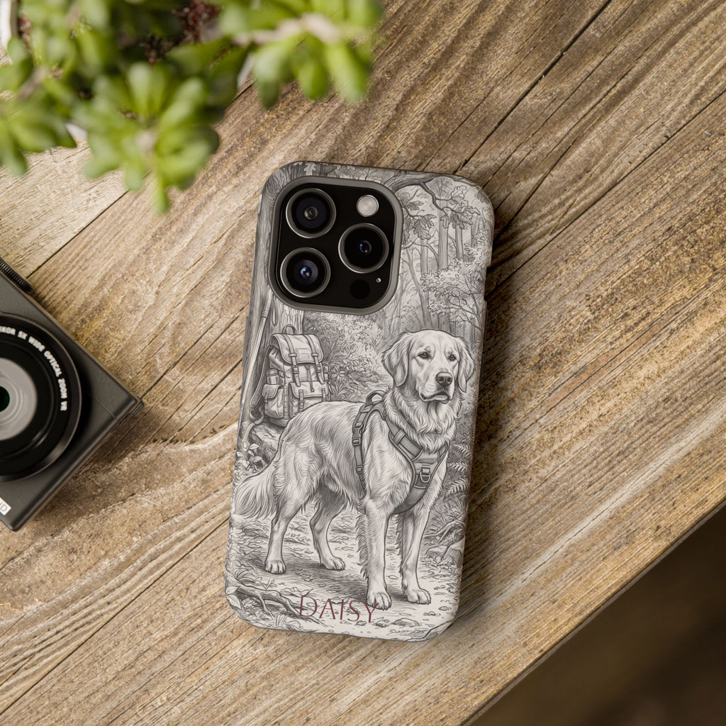 Personalized Golden Retriever Woodland Trail Phone Case — Wireless Charging Cover