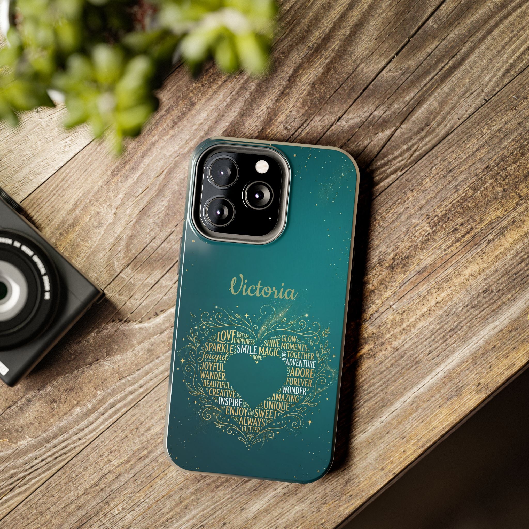 Personalized Teacher Phone Case — Custom Name Heart Word Art Design