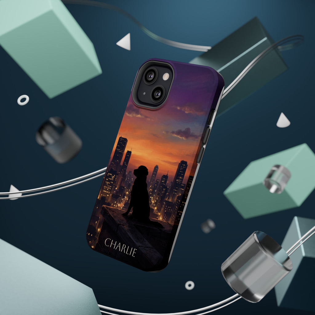 Personalized Golden Retriever City Skyline Phone Case — Wireless Charging Cover
