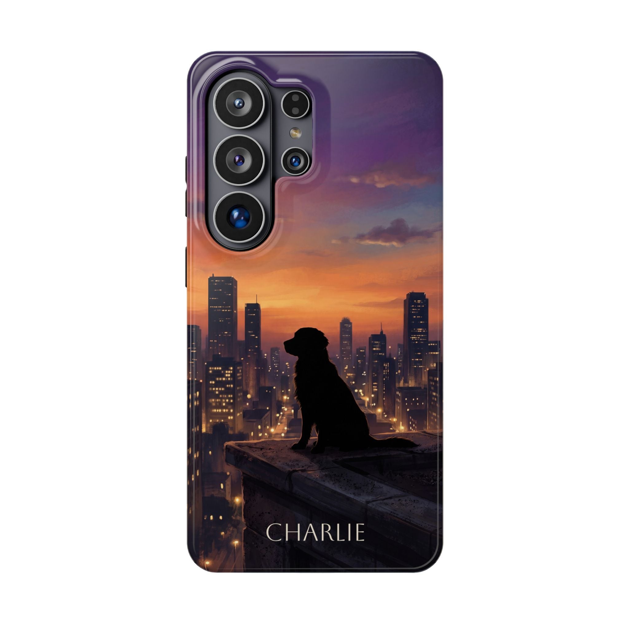 Personalized Golden Retriever City Skyline Phone Case — Wireless Charging Cover