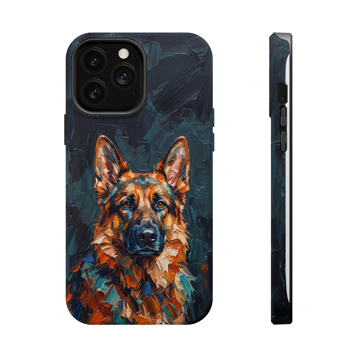 German Shepherd Phone Case | Palette Knife Painting Art — Tough Magnetic Case with Wireless Charging